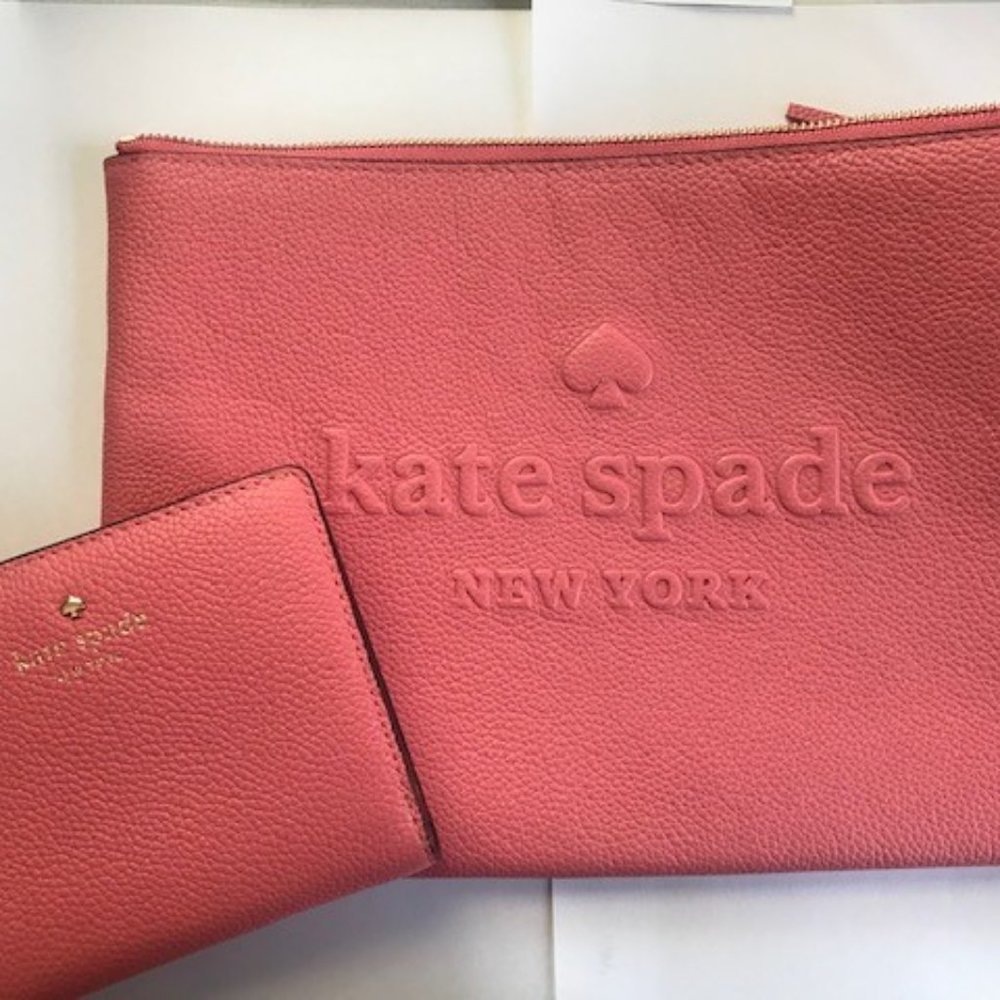 Kate Spade pink Pouch and trifold wallet